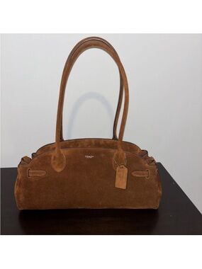 Coach Suede Shoulder Bag in Chestnut Brown